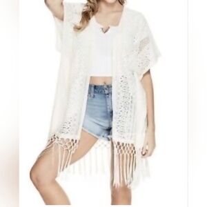 G By Guess Lace and Knotted Boho  Cardigan Kimono Size M/L